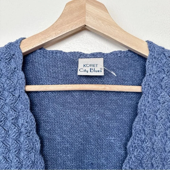 Koret City Blues Womens Large Cottagecore Ramie Blue Knitted Vintage Vest - Picture 9 of 13